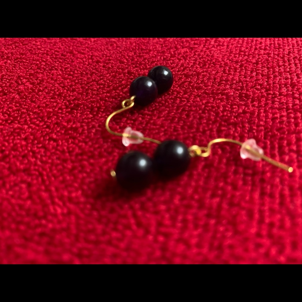 8 MM GLASS BEADED DROP EARRINGS